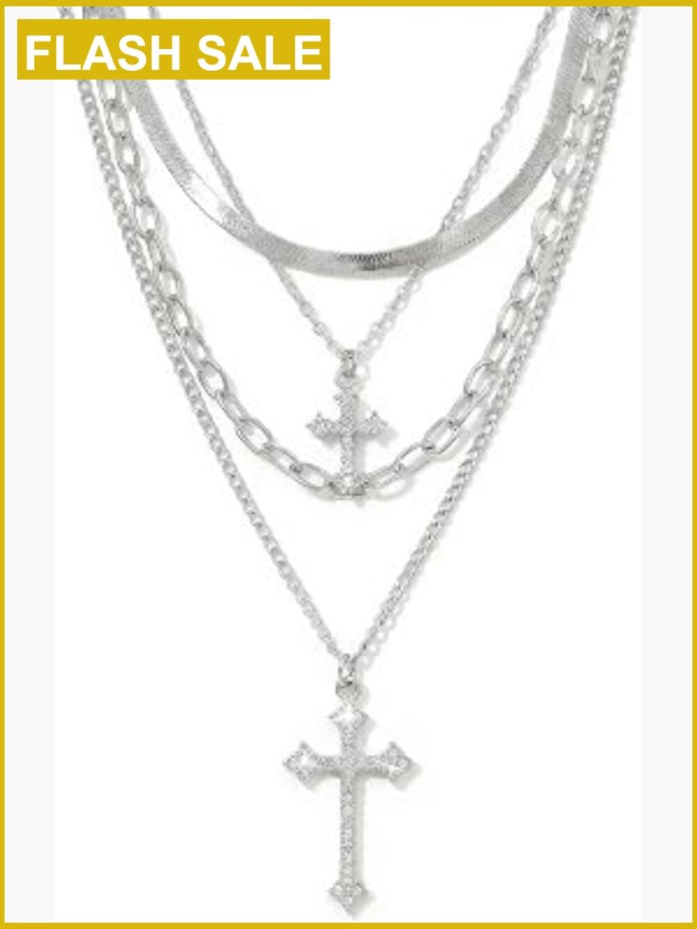 Dainty Layered Cross Necklace - 14k Gold Plated Charm Jewelry for Women,